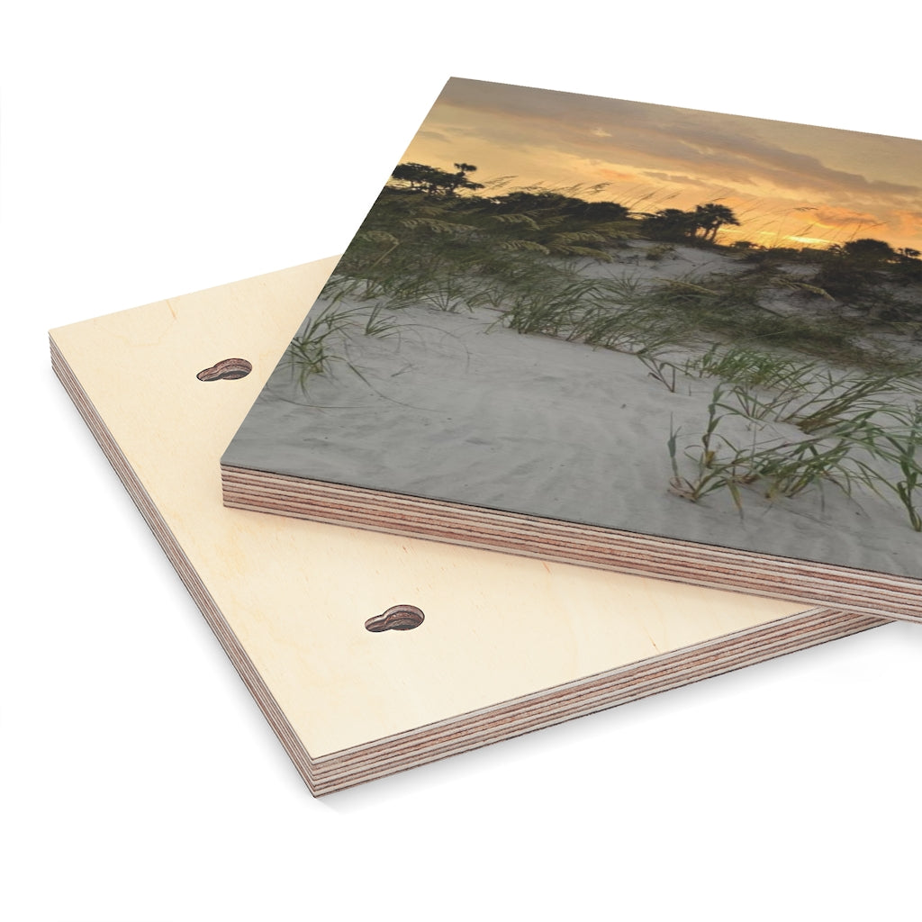 Sunset Beach Dunes Wood Canvas