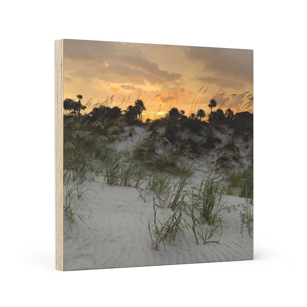 Sunset Beach Dunes Wood Canvas