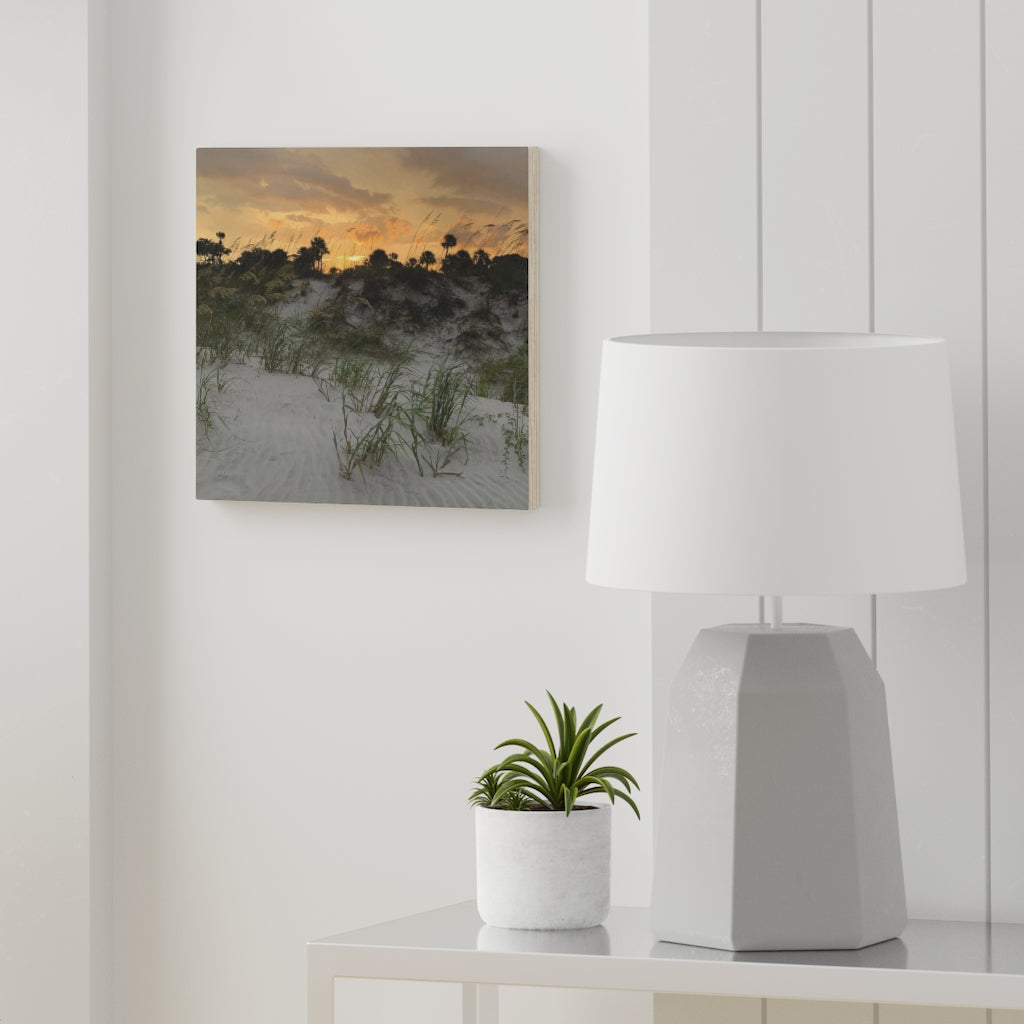 Sunset Beach Dunes Wood Canvas